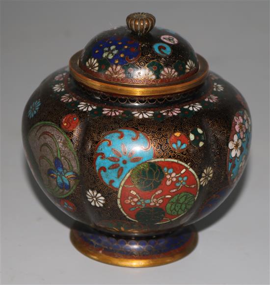 A Japanese cloisonne vase and cover